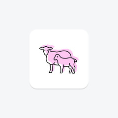 Lamb With Mother, vector, pixel perfect, illustrator file
