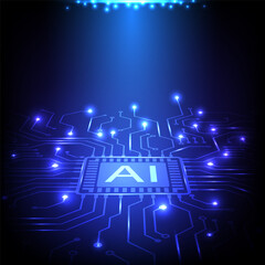 Abstract AI circuit board background. Design for futuristic electronic artificial intelligence.