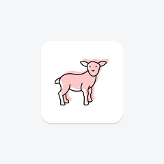 Baby Lamb Standing, vector, pixel perfect, illustrator file