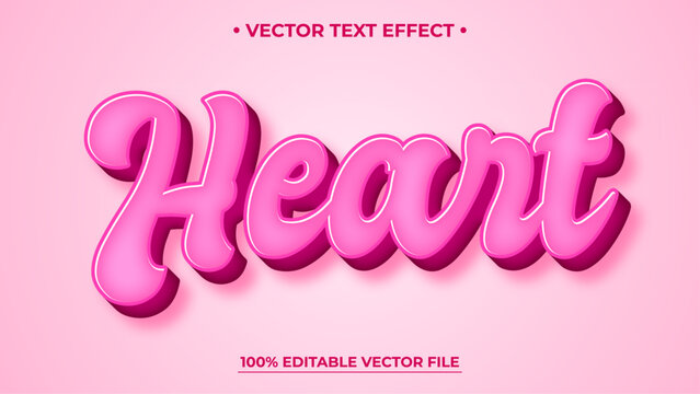 Heart 3d editable text effect Pink text effect mockup template