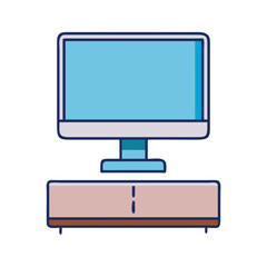 Illustration of computer monitor screen display technology on cabinet desk modern design vector art