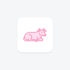 Cow Lying In Grass, vector, pixel perfect, illustrator file