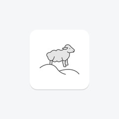 Sheep On Hill, vector, pixel perfect, illustrator file