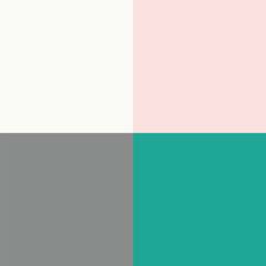 Obraz premium A stylish four-quadrant color block featuring soft cream, pastel pink, neutral gray, and vibrant teal. Ideal for design, branding, or minimalist digital backgrounds.