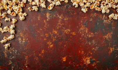 Fototapeta premium Popcorn on Rustic Background with Warm Tones and Textured Surface