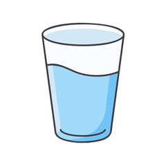 Illustration of a glass of water drink beverage liquid refreshment hydration thirst quencher clear liquid