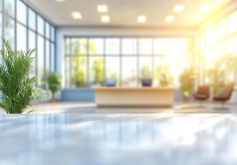 Obraz premium Modern office interior, blurred background, sunlight