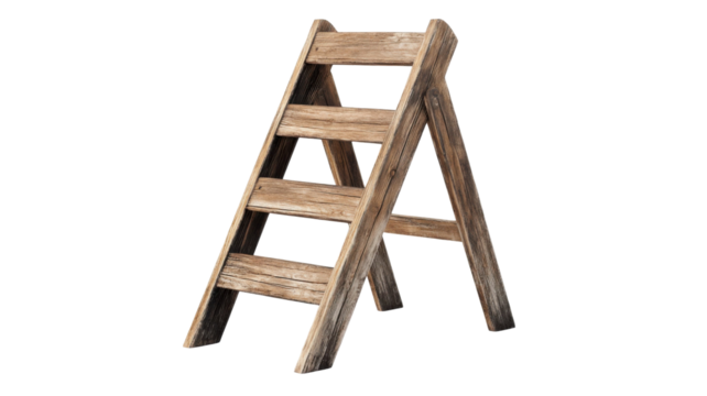 Wood Ladder Isolated on Clean White Background