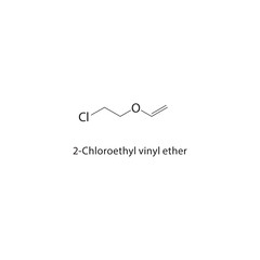 2-Chloroethyl vinyl ether skeletal structure. Chlorinated Vinyl Ether compound schematic illustration. Simple diagram, chemical formula.