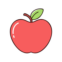 Red apple fruit illustration vector icon healthy food fresh sweet nutrition organic diet vitamins apple
