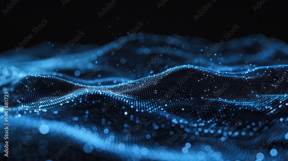 Poster blue wavy abstract pattern with light and shadow effects. 3d rendering for design with blue color in