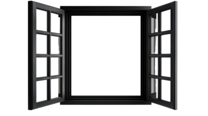 Black Window Isolated on Clean White Background
