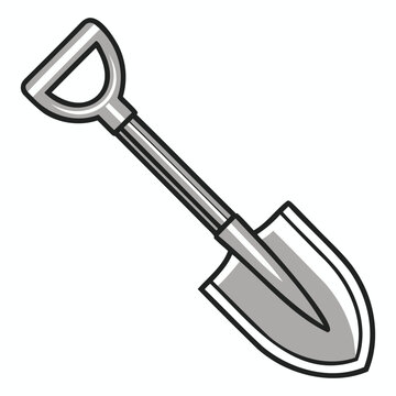 recommend clip art: Isolated silver shovel cartoon illustration tool for gardening and construction projects