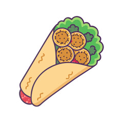 Delicious falafel wrap sandwich with fresh ingredients tasty food middle eastern cuisine pita bread