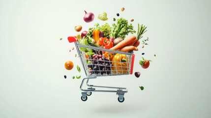 shopping cart with vegetables