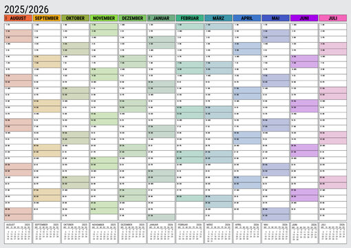 Wandkalender 2025/2026 &ndash; Schuljahresplaner DIN A1 XXL | Jahreskalender August bis Juli | Schulkalender Wandplaner gro&szlig; f&uuml;r Schule & B&uuml;ro