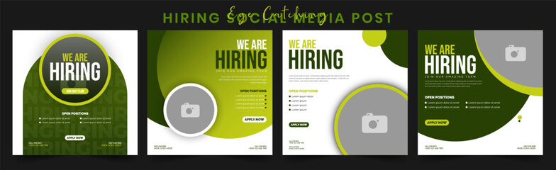 We Are Hiring Social Media Post Design Template for Corporate Job Recruitment Career Opportunity Editable Square Banner for Instagram Facebook LinkedIn and More for Business Hiring Campaigns.