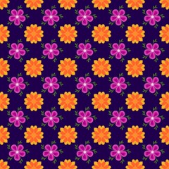 seamless pattern with pink flowers