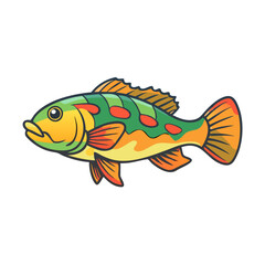 Fototapeta premium Colorful fish illustration, aquatic animal, sea life, ocean creature, marine wildlife drawing art