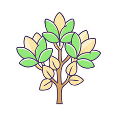 Obraz premium Illustration of a stylized tree with green and yellow leaves for nature designs and graphics use