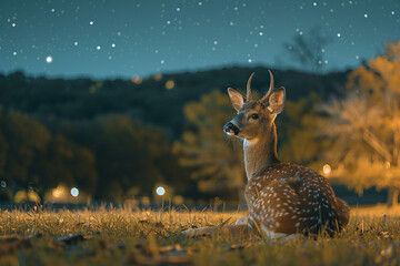 Experience tranquil beauty of charming valley at night, where solitude and connection intertwine with enchanting presence of nocturnal creatures and soothing sounds of evening    