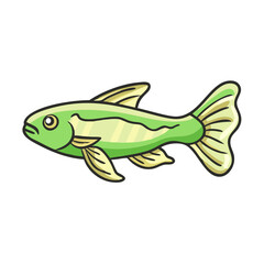 Illustration of a green neon tetra fish pet for aquarium fish keeping hobby and fish art