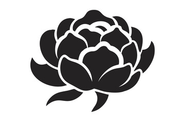 Obraz premium Peony Flower Line Art, Full Bloom Peony Illustration, Botanical Floral Outline Drawing