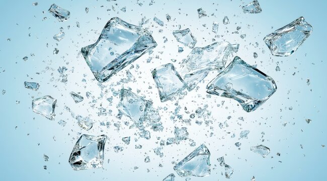 Fototapeta Shattered ice cubes in mid-air