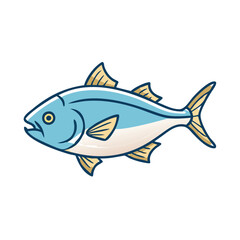 Fototapeta premium Illustration of a blue fish with yellow fins aquatic animal marine life ocean creature seafood art