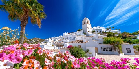 Fototapeta premium Sammer Sunset Over Whitewashed Buildings