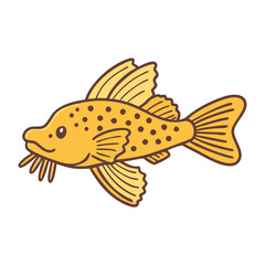 Golden bristlenose pleco fish vector illustration aquarium pet catfish loricariidae fish art