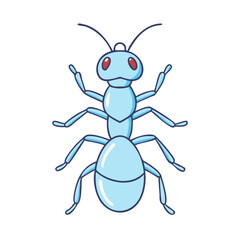Illustration of a blue ant insect bug vector graphic cartoon drawing isolated on white background design