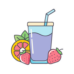Illustration of fresh fruit juice smoothie with strawberry orange and healthy drink concept design