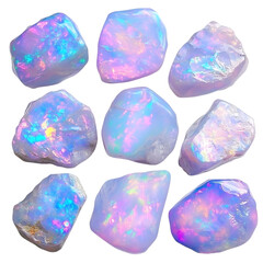 Naklejka premium Opal Gemstone Isolated on Transparent Background Cutout Element