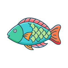 Fototapeta premium Colorful fish vector illustration aquatic animal cartoon fish drawing sea life ocean fish underwater fish art