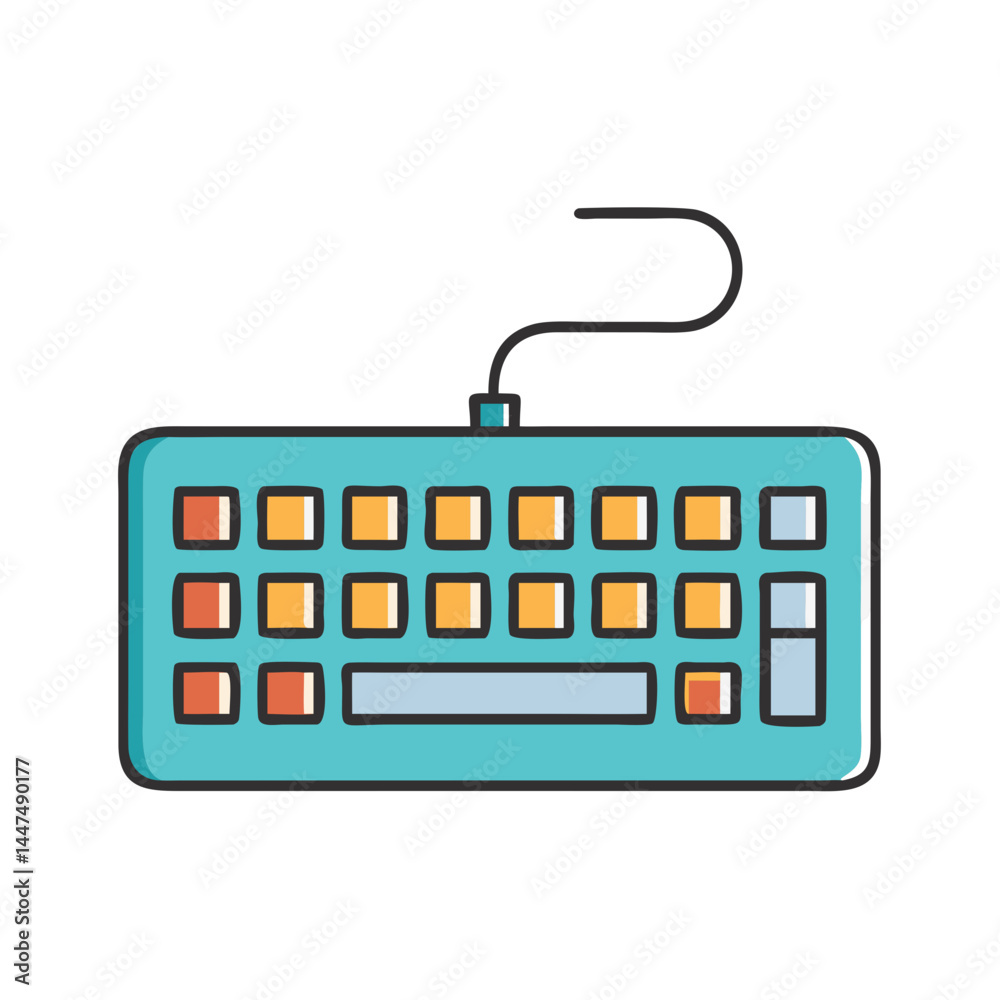 Poster illustration of keyboard computer device input technology pc hardware peripheral equipment tool icon
