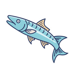 Obraz premium Illustration of barracuda fish swimming in ocean aquatic life marine wildlife cartoon animal drawing art