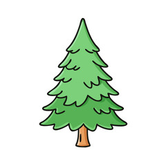 Cartoon pine tree drawing vector illustration for christmas tree clip art and nature design projects