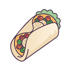 Delicious burrito vector illustration featuring mexican food wrap with fresh ingredients and tasty flavors