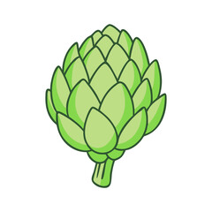 Illustration of artichoke vegetable, fresh artichoke, healthy artichoke, green artichoke, food art