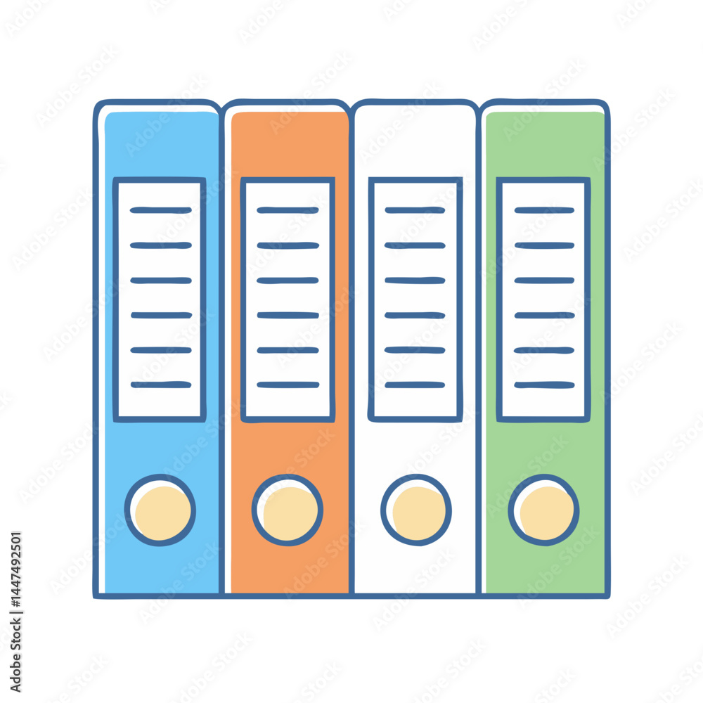 Poster colorful office file folder document archive organization binder data storage management system file