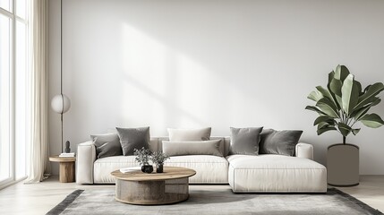 Fototapeta premium A spacious living room with the elegant design.