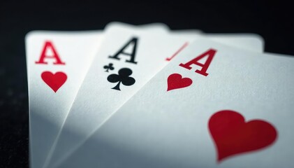 Obraz premium Playing cards arranged in a row showing the four aces , classic, line