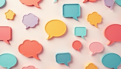 Seamless speech bubble pattern, pastel colors, various sizes, delicate, clean
