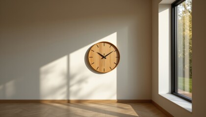 Wooden Wall Clock in Bright Room