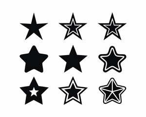 set of Star icon silhouette vector illustration