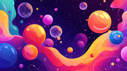 Vibrant abstract illustration with colorful bubbles and swirls