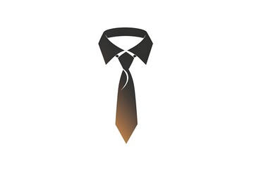 Sleek, Abstract Tie and Collar Logo, Isolated on White