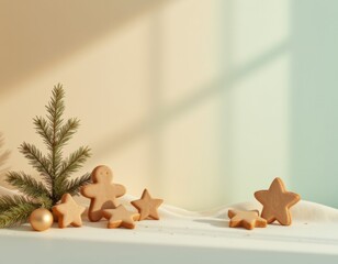 Festive Gingerbread Cookies and Christmas Tree Decoration