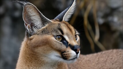 Caracal Portrait: Focused Gaze of a Wild Cat